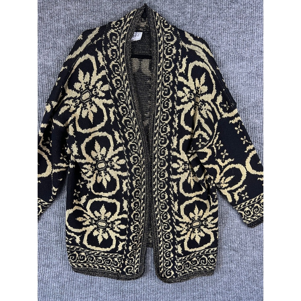 90s Old Money Tapestry Cardigan 2X Oversized Preppy Quiet Luxury Knit Domani - Picture 5 of 9